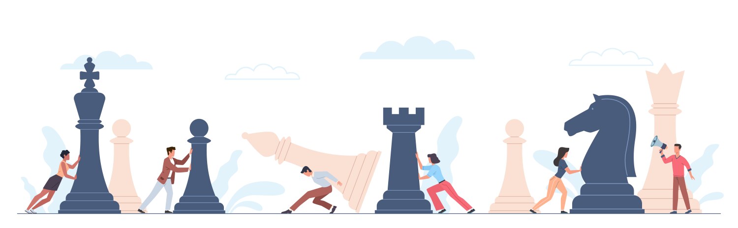 Team Strategy & Chess Game Vector Image