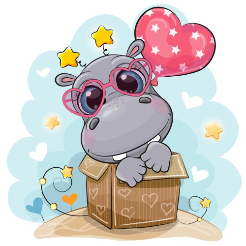 Cute cartoon hippo and balloon Vector Image