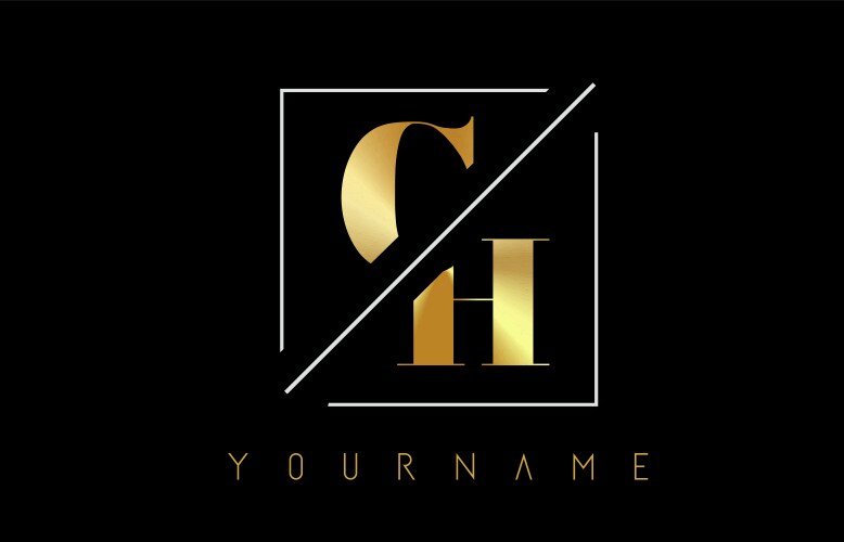 Elegant CH Golden Letter Logo Vector Image