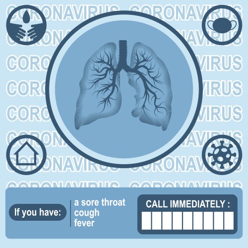 human lungs in center and icons around vector