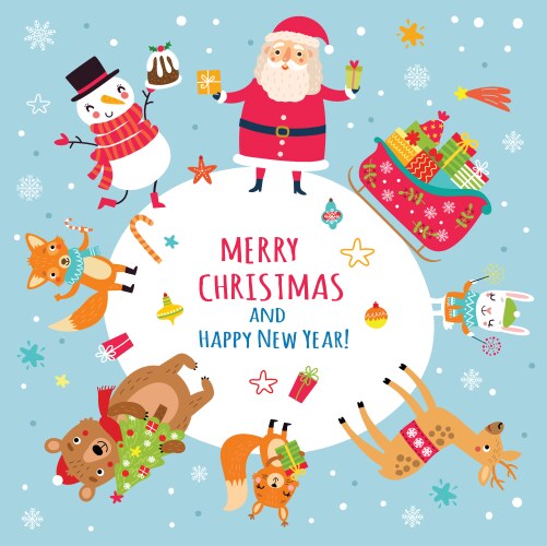 Christmas Animal Celebration Background Vector Image