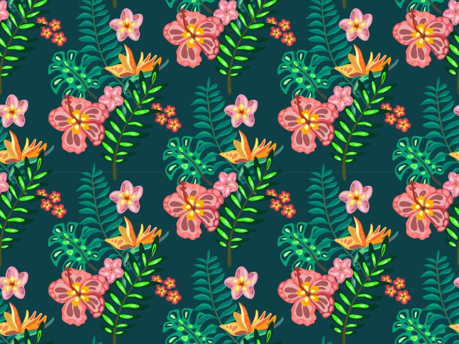 Tropical Floral Seamless Pattern Vector Image