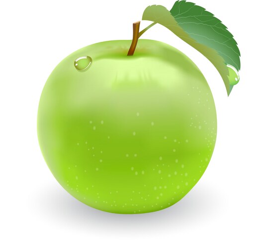 Single Green Apple on White Background – Royalty-Free Vector | VectorStock