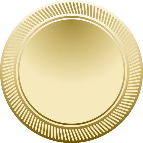 Golden medal mockup realistic blank metal circle vector image