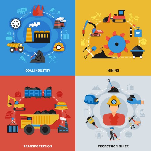 Mining industry flat composition Royalty Free Vector Image