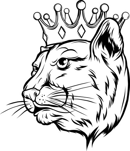 Black panther with crown on his head and open Vector Image