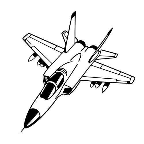 Jet fighter aircraft drawing Royalty Free Vector Image