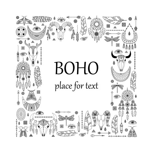 With boho elements template a place for text vector image