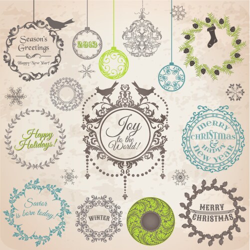 Set various retro design elements Royalty Free Vector Image