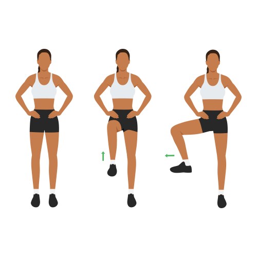 Woman doing exercise with single leg hip rotation vector image