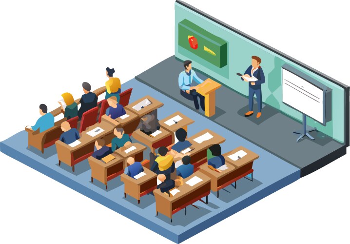 Isometric Learning Space – Royalty-Free Vector | VectorStock