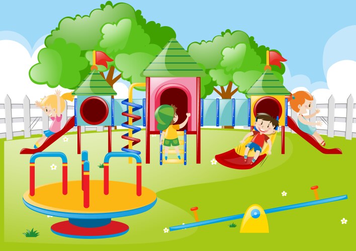 Kids playing in the playground Vector Image