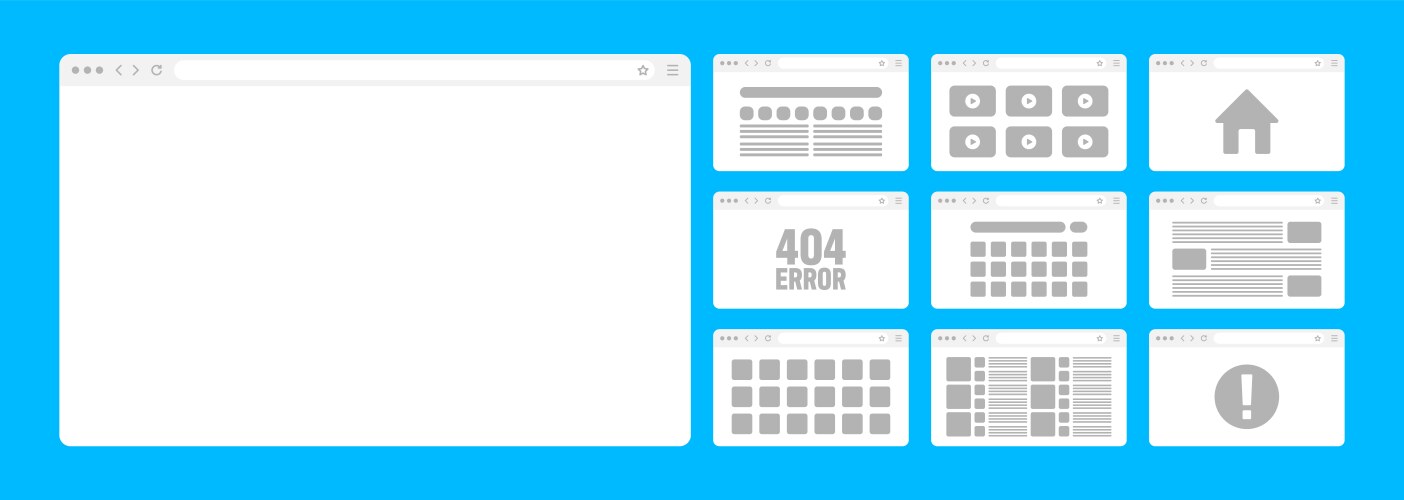 Web browser window pages layout with toolbar vektorbild
