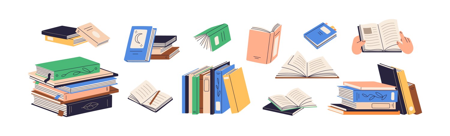 stacks books for reading pile textbooks vector image