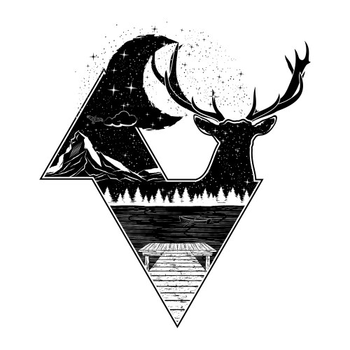 Moon mountains forest 0002 Vector Image