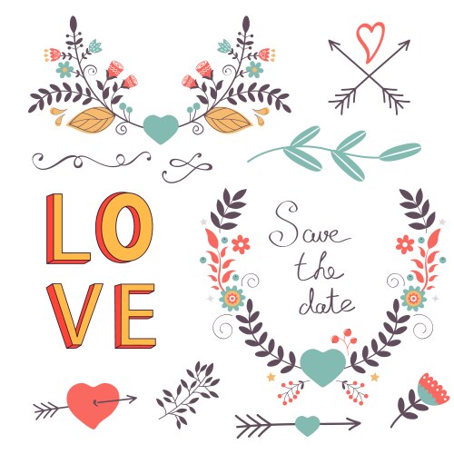 Romantic Floral Elements Vector Image