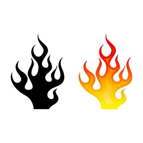 Fire flames set icons Royalty Free Vector Image