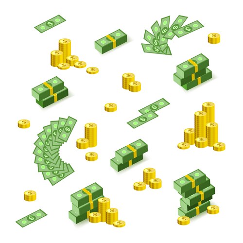 Money Stacks and Piles Vector Image