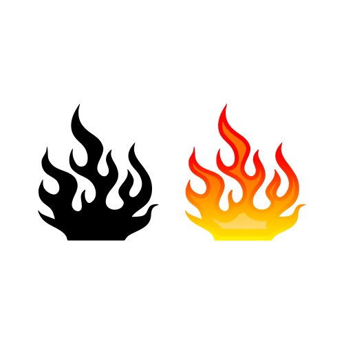 Fire flames set icons Royalty Free Vector Image