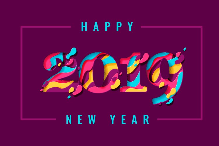 2019 happy new year paper cut banner Vector Image