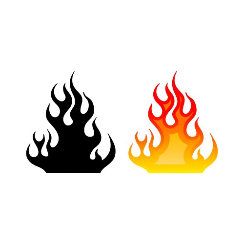 Fire flames set icons Royalty Free Vector Image