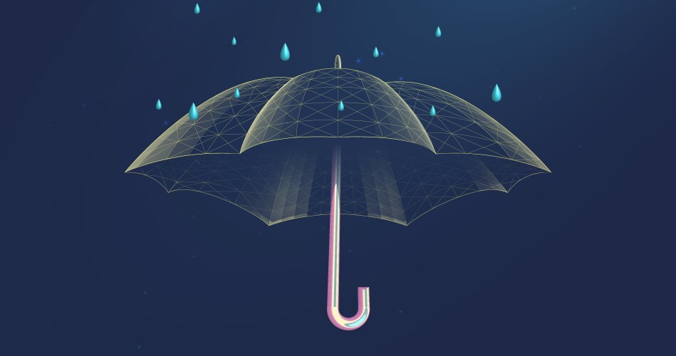 umbrella protection shield low poly wireframe vector