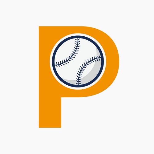 baseball logo on letter p template