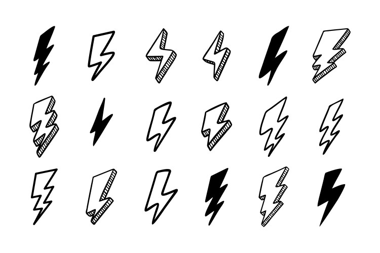 Hand drawn doodle electric lightning bolt Vector Image