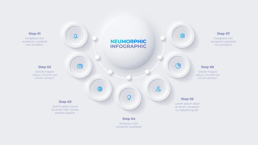 Light neumorphic infographic flowchart design Vector Image