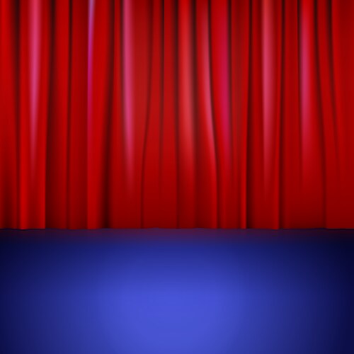 Red Curtain Stage Backdrop Vector Image