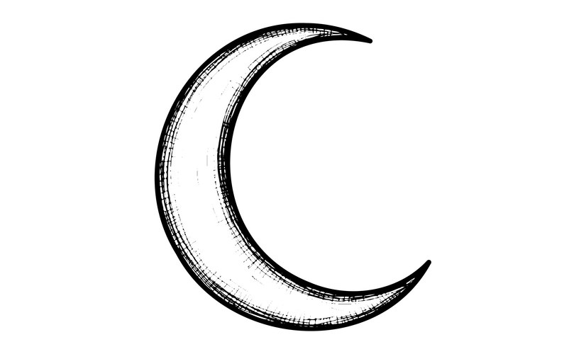 Detailed Crescent Moon Sketch Vector Image