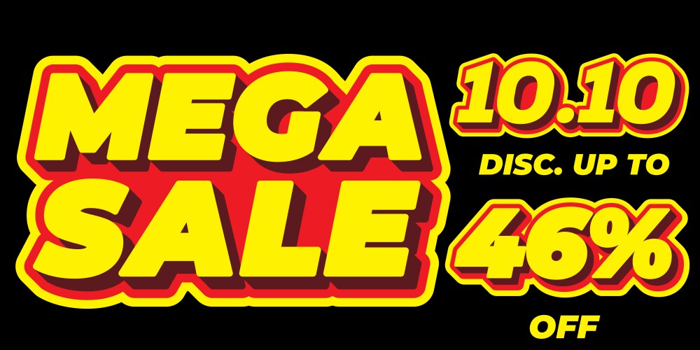 46 percent mega sale 1010 celebration discount 3d vector image