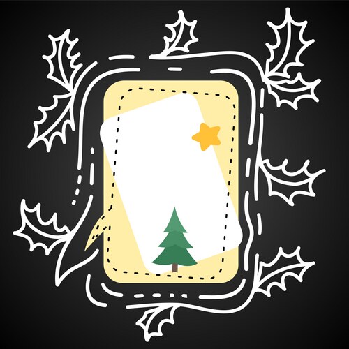 Festive blank speech bubble holly leaves Vector Image