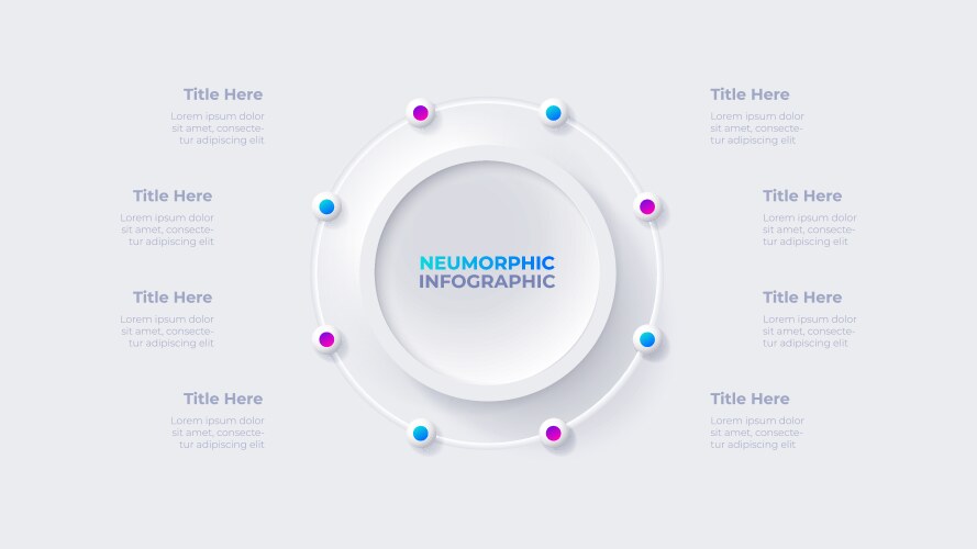 Cycle diagram with 8 options or steps slides Vector Image