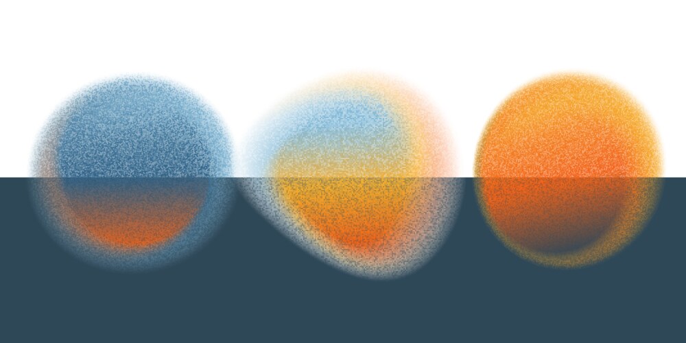 Abstract gradient circle blobs set grainy vector image