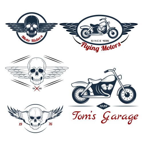 Set of custom motorcycle emblems Royalty Free Vector Image