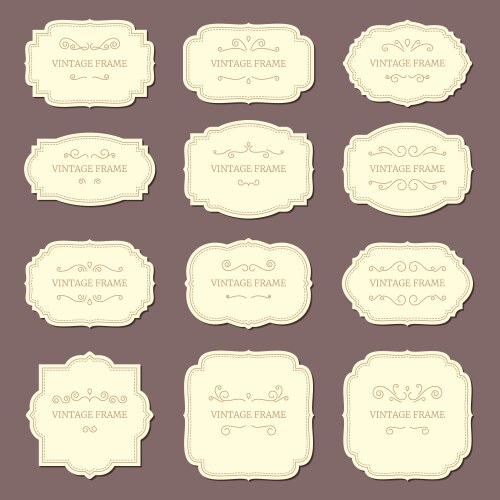 Vintage label frames old frame shapes decorative Vector Image