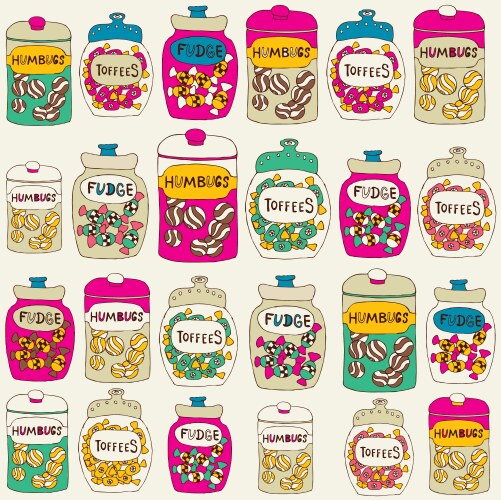Candy jars background Royalty Free Vector Image