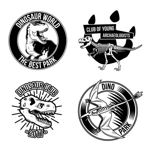 dinosaur emblems labels badges logos vector image