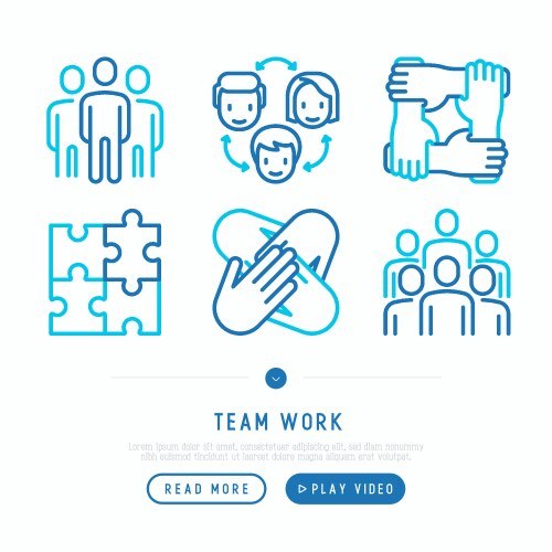 Doodle business team icon set teamwork Royalty Free Vector