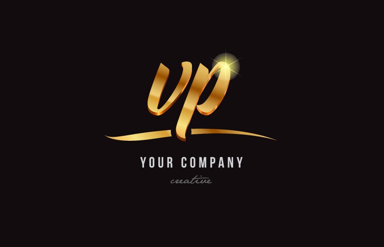 Gold VP Logo - Letter Combination Vector Image