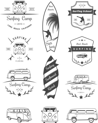 Surfing Badges and Logos Vector Image