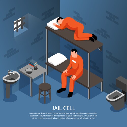 Prison jail isometric composition Royalty Free Vector Image