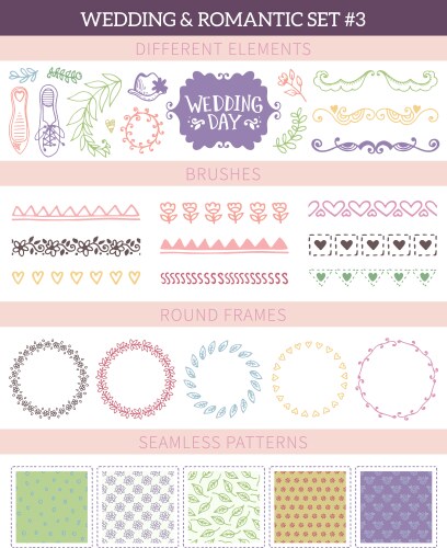 Wedding vintage elements big collection Royalty Free Vector