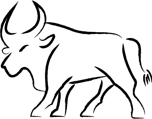 Outline draw bull Vector Image
