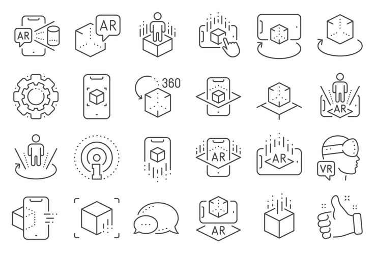VR & Augmented Reality Icons Vector Image