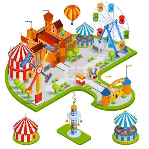 Amusement park set Royalty Free Vector Image - VectorStock