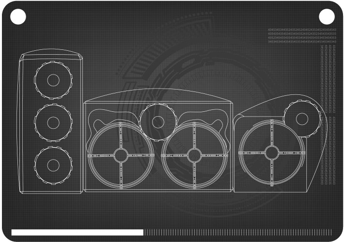 3d model of speaker system on a black vector image