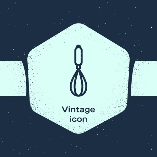 Grunge line kitchen whisk icon isolated on blue Vector Image