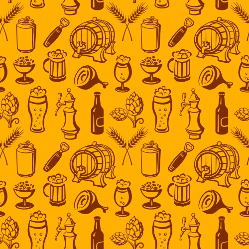 Beer seamless pattern Royalty Free Vector Image